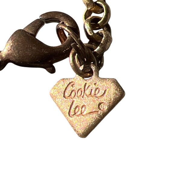 Cookie Lee Gold Tone Long Multi Chain Necklace Heart Key Fleur-De-Lis Charms 42" - Picture 5 of 6